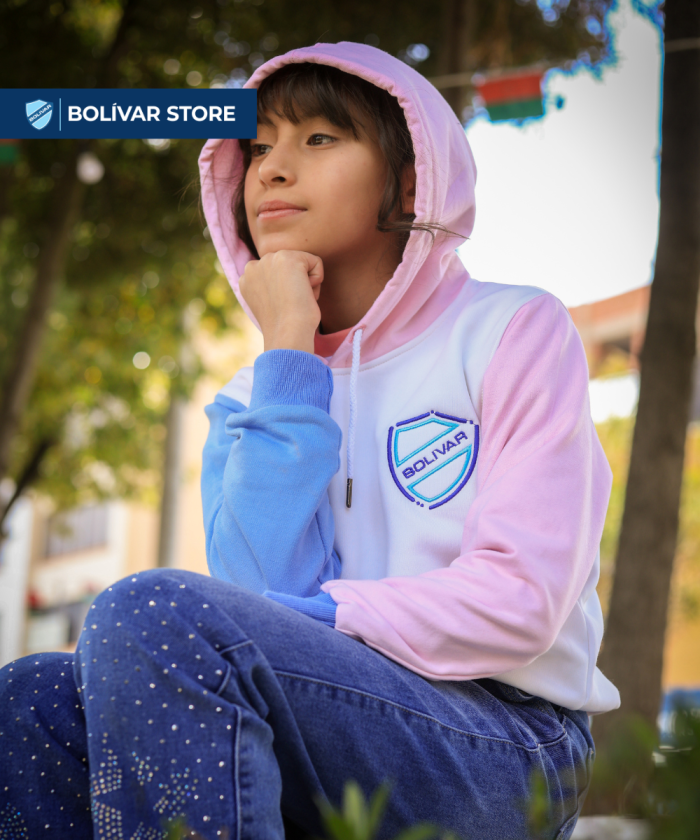 ⁠Canguro Niña celeste con rosa